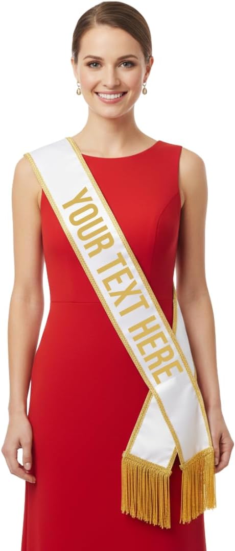 Custom Sash. Personalized Mayor Sash with Trim and Tassels. Perfect for Events and Pageants (Custom Text)