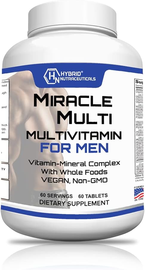 Performance Blend, Best Multivitamin for Men, Vitamin and Mineral Supplement with Probiotics, Superfood Enzyme Blend for Optimized Heart, Prostate, Stamina, Energy, Non-GMO, 60 Day Supply