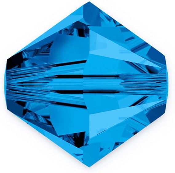 200pcs Authentic Preciosa 4mm (0.16 inch) Small Faceted Bicone Crystal Loose Beads Capri Blue Compatible with Swarovski 5301/5328 for DIY Jewelry Making Pre-B425