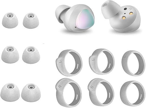 Zotech 6 Pair Eartips Set Anti Slip Earhooks Kit for Samsung Galaxy Buds 3 Pairs Silicone Earbud Eartips S/M/L, 3 Pairs Earhooks S/M/L (Silver)