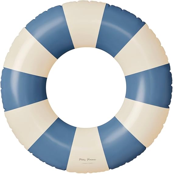 Petites-Pommes Pool Floats for Kids, Toddlers & Adults - Durable Inner Tube, Handprinted Classic Striped Design Swim Rings, Soft Comfort Seaming, Packable Floats for Travel