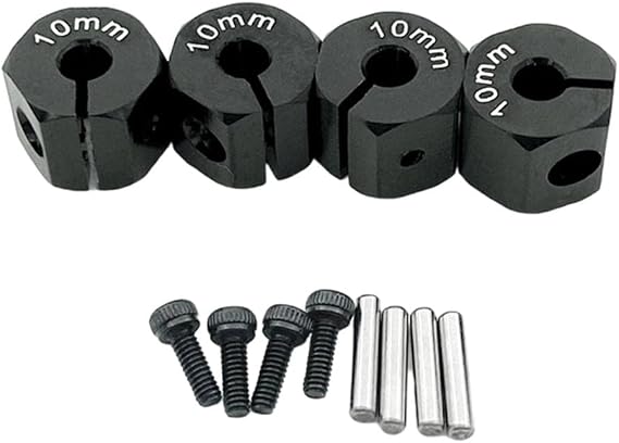 4 Pieces Wheel Hub Hex Adapter Rc Car Upgrades Parts Wheel Hubs Mount Combiner Pins Accessories Suitable for Vehicle Maintenance And Model E, 10mm Black