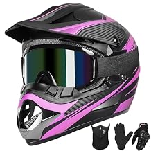 Yesmotor Youth Dirt Bike Helmet Quick Release Buckle - Dirt Bike Helmets for Kids 8-14, Youth ATV Helmet (Gloves Goggles Mask) 4Pcs Set - DOT Approved