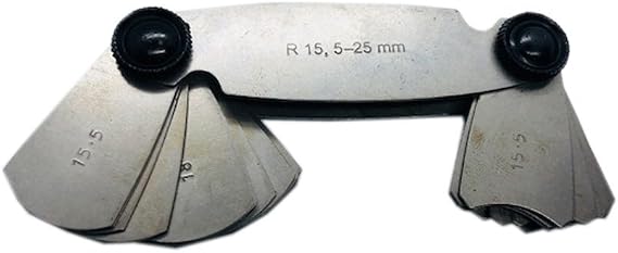 Radius Gauge R15.5-25mm Pocket Measure 30 Plates Radius Gauge Gage Tool Silver Tone