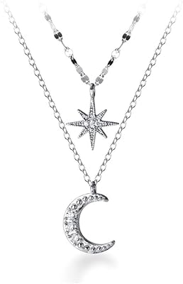 SLUYNZ 925 Sterling Silver Layered Necklace Chain Star Moon Choker Necklace for Women Layering Chain Choker