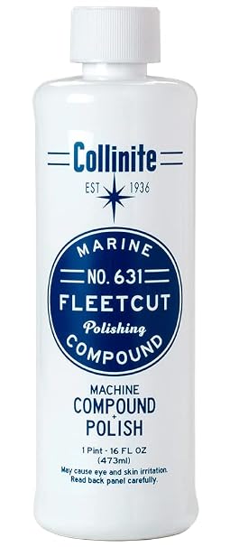 Collinite 631 Fleetcut- Marine/RV Compound + Polish. for Rotary & DA Use. Quickly Removes Heavy Oxidation/Hard Water Spots from Gelcoat/Fiberglass & Restores Color/Gloss in One Step. (16 fl oz)