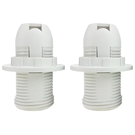 2 Pcs E14 Lamp Holder, Bulb Holder, E14 Light Fitting, E 14 Lamp Holder Fitting, Table Lamp Fittings for Table Ceiling Pendant Lights Fittings Parts in White Plastic