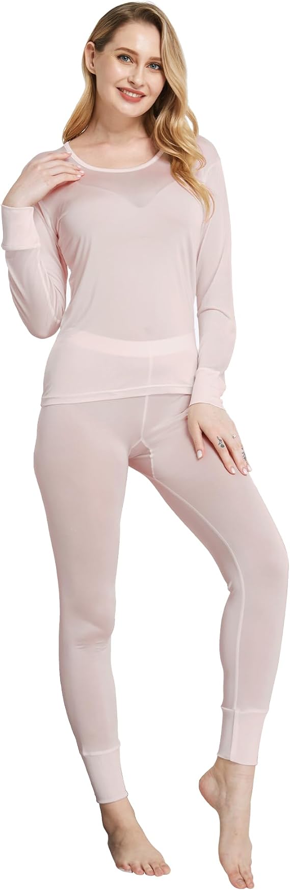 Viamulion Women's 100% Silk Thermal Underwear Top, Long Sleeve Base Layer(Top Only)