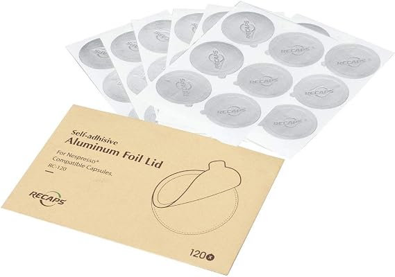 RECAPS Aluminum Espresso Lids Foil Seals Refillable Coffee Filter Reusable Pods Compatible with Nespresso Original Line 240 Pcs 37mm in Diameter