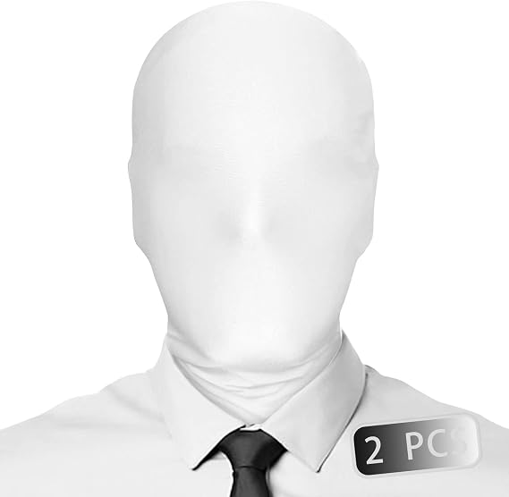 2 Pieces Full Face Mask 2nd Skin Masks Halloween Cosplay Spandex Black Hood for Unisex Cloth