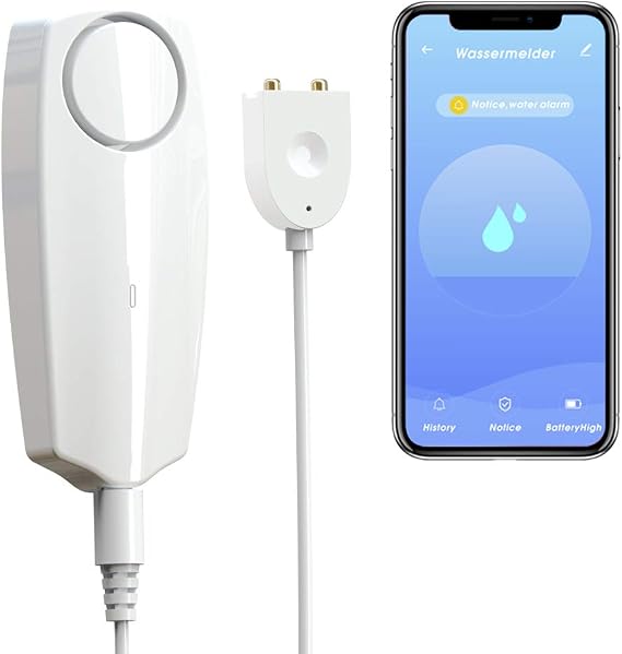 Water Leak Detector,100 dB Volume,TUYA Smart APP WiFi Water Sensor Alarm,Water Monitor Alarm with Rechargeable,Remote Monitor Leak Ideal for Home Security Basement,Washer,Bath Cellar