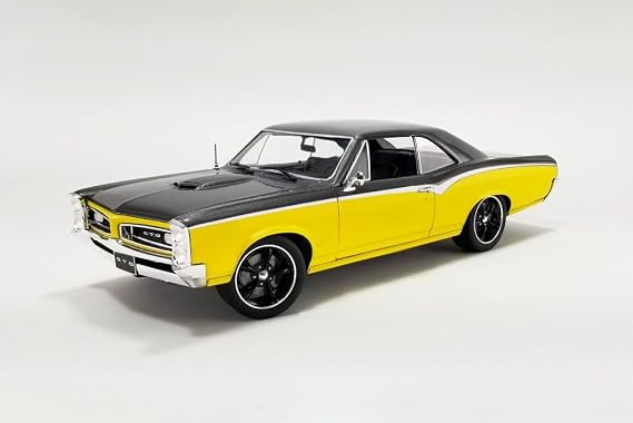 1966 Pontiac GTO Restomod, Yellow/Black - Acme A1801219-1/18 Scale Diecast Model Car