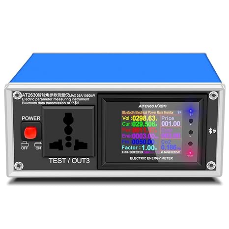 AT2630 AC Ammeter Voltmeter Digital Wattmeter Socket Electric USB Tester Voltage Current Multimeter Power Meter Charge Indicator Support Wireless Bluetooth AC Intelligent Electric Quantity Meter