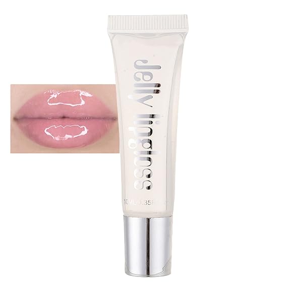 Clear Glossy Lip Gloss, Juicy Hydrating Long Lasting Clear Glossy Lip Gloss for Women High-Shine Finish, Lightweight & Non-Sticky Texture for Fuller-Looking Lips, Wear Alone on Bare Lips & Layering