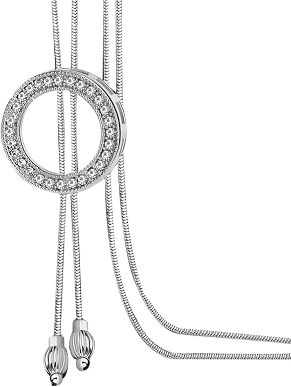 Mecool Long Sweater Necklace Chain Circle Pendant Necklace | Long Necklaces for Women | Women's Pendants | Costume Jewellery | Fashion Jewellery for Women