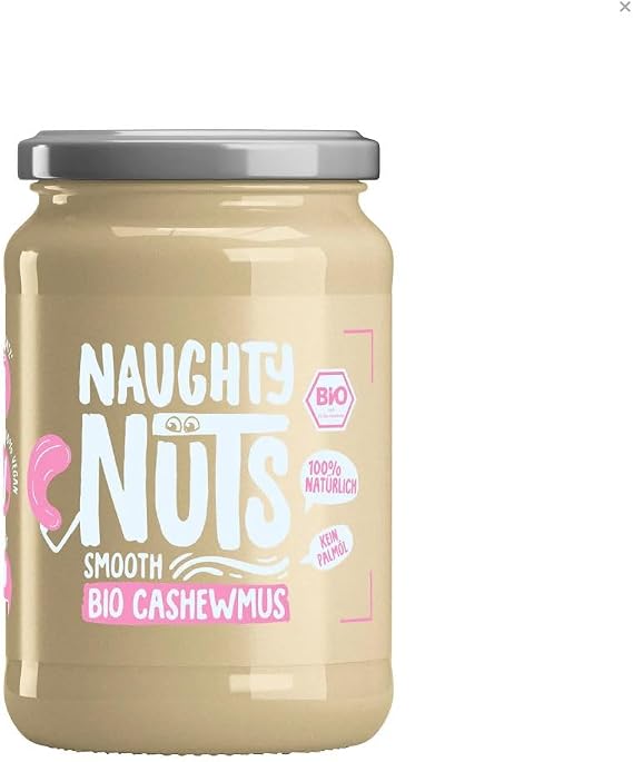 NAUGHTY NUTS Bio Cashew Butter Smooth | 100% cashew nuts | No palm oil and sugar | 100% natural and vegan | Ideal as a topping for muesli | 500g
