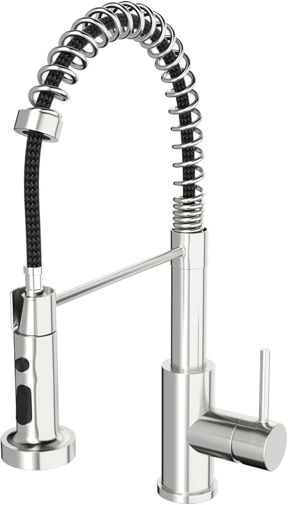 Sarlai Kitchen Tap, Kitchen Sink Mixer Taps with Pull Out Spray, Commercial Faucet Single Handle Kitchen Taps Mixer, Lever High Arc Swivel 360 with 3 Spray Mode, Brushed Nickel