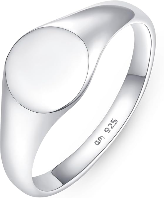 Sterling Silver Plain Signet Ring by Amberta
