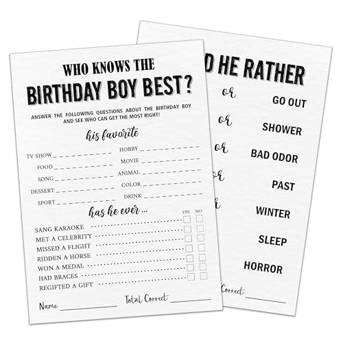 GREOXG Who Knows The Birthday Best Card, 5x7 Inches Minimalist Party Card, Entertainment Creative Games for Friends Classmates, Double-Sided, Party Supplies and Decorations-A02