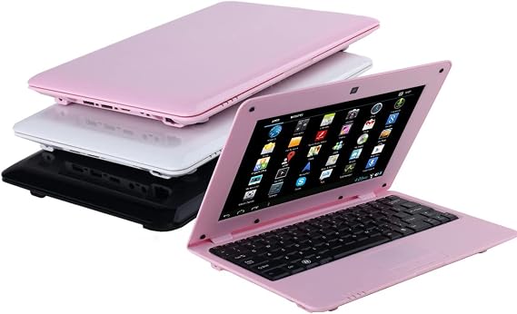 Bigmachine 10.1 Inch Latest Portable Quad Core 8GB Computer Laptop Mini PC Android 6.0 Netbook Lightweight Notebook WiFi Webcam YouTube Player Flash (Pink)