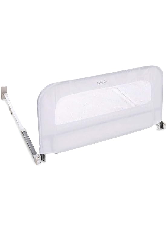 Summer Infant Single Fold Safety Bedrail, White, Metal and Fabric Bedrail for Toddlers, 42.5 Long, Fits Twin, Full, and Queen Beds and Accommodates Thick Mattresses and Platform Beds