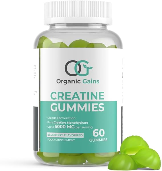 OG Creatine Monohydrate 5000mg Max Gummies - Natural Blueberry Flavour, Vegan, Energy Boost for Athletes - Premium Pre Workout for Men & Women, Superior Absorption, Formulated by Doctors