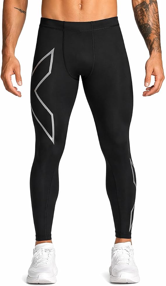 2XU Men's Core Compression Tights, Black/Silver, XS