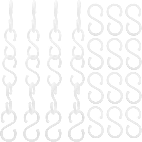 ARTIBETTER 100-Pack White Plastic S Hooks for Kitchen Bathroom Pots