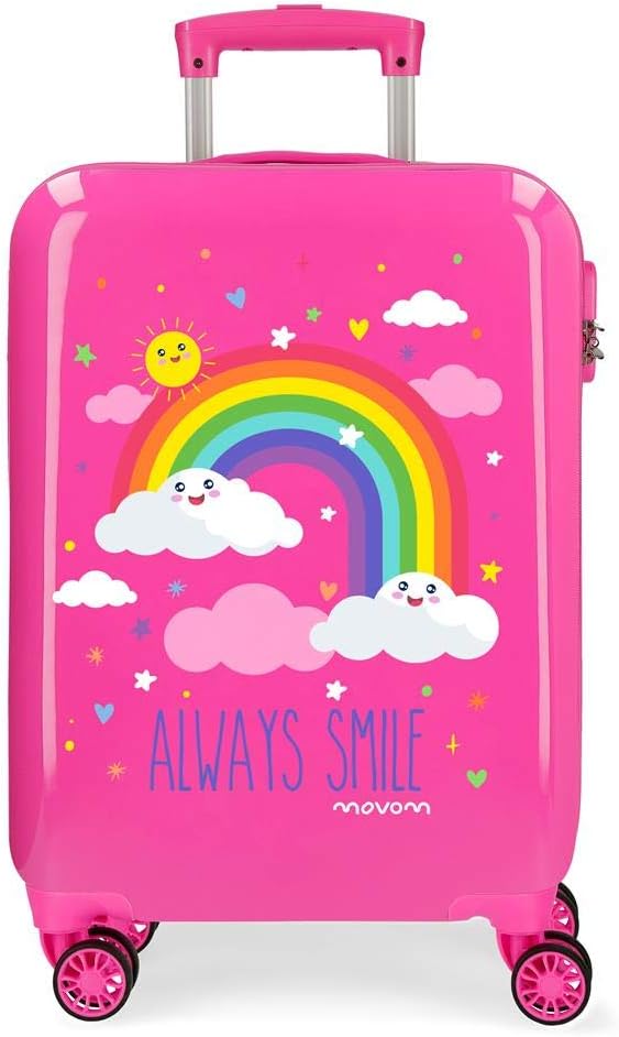 Enso Arcoiris Always Smile Pink Cabin Suitcase 38 x 55 x 20 cm Rigid ABS Combination Lock 35 Litre 2.3 kg 4 Wheels Hand Luggage