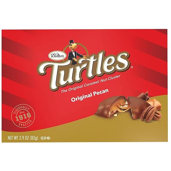 Demet's Turtles Original, Caramel Nut Clusters, Pecans Chocolate Caramel Pack of 6 Boxes