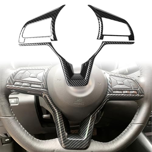 ABS Carbon Fiber Style Steering Wheel Sticker Cover Sequins Frame Trim Compatible with Nissan Rogue Altima Sentra Kicks Leaf Versa Interior Accessories Carbon Style
