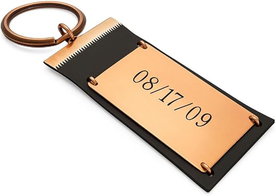 NadinArtDesign Custom Leather Keychain for Men Personalized Engraved Wide Key Chain Anniversary, Birthday, Valentines Day present for Him
