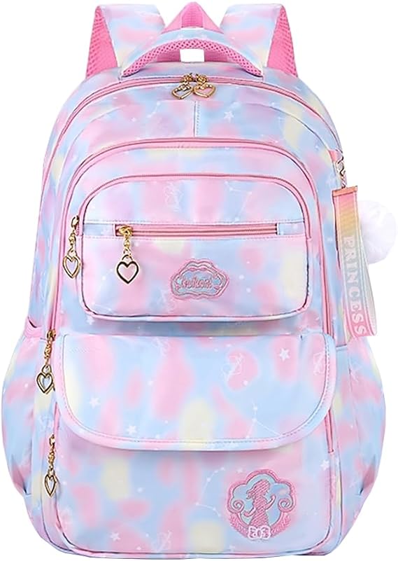 Girls Backpack, School Kids Backpacks for Girls, Cute Book Bag for Girl Kid Students Elementary School (Blue-L Size)