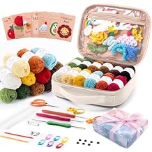 MYBAGZING Crochet Kit for Beginners, Complete Starter Set with Yarn, Ergonomic Crochet Hooks, Needles, Crochet Accessories and Suppliers for Crochet Beginner Projects, Knitting Kit for Adult