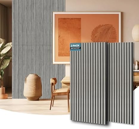 AKUMAX 2 Pack Acoustic Foldable Wood Slat Wall Panels-Premium Acoustic Wall Panels-Ceiling and Sound Absorbing-Fire Retardant & FSC-3D Slat