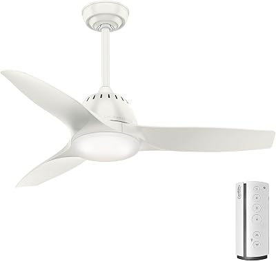 Casablanca Wisp Indoor Ceiling Fan with LED Light and Remote Control, Small, Fresh White finish