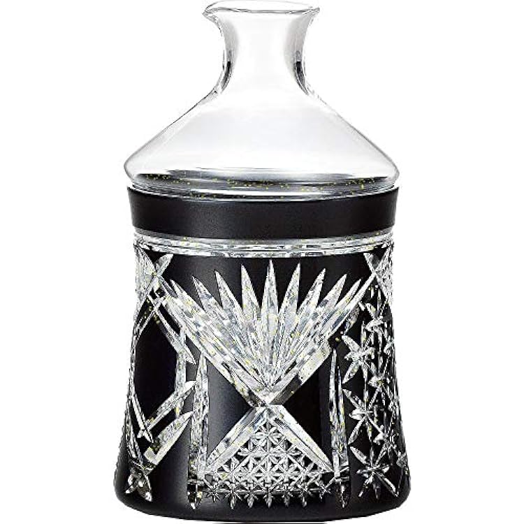 Toyo Sasaki Glass, Tokuri, Black, 9.5 fl oz 270 ml, Yachiyo Kiriko Tobikame Shell Pattern, Made in Japan LSB62610SBK-C639