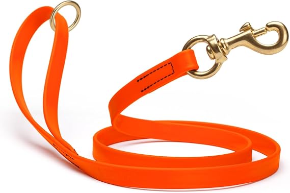 Viper Biothane K9 Working Dog Leash Waterproof Lead for Tracking Training Schutzhund Odor-Proof Long Line with Solid Brass Snap for Puppy Medium and Large Dogs 6ft, Hunter Orange