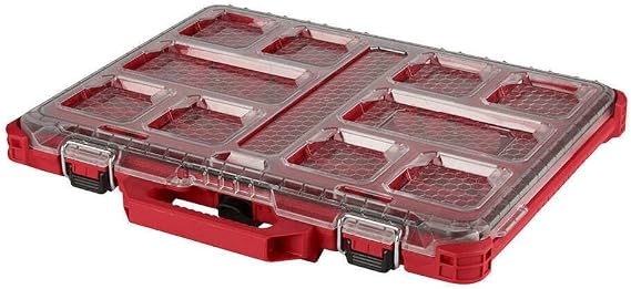 Packout Tool Box, 10-Compartment Durable Low-Profile Tool Organizer, Red, 48-22-8431