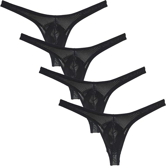 Men Bulge Pouch Thong Underwear Sheer Mesh T-back Tempting G-string