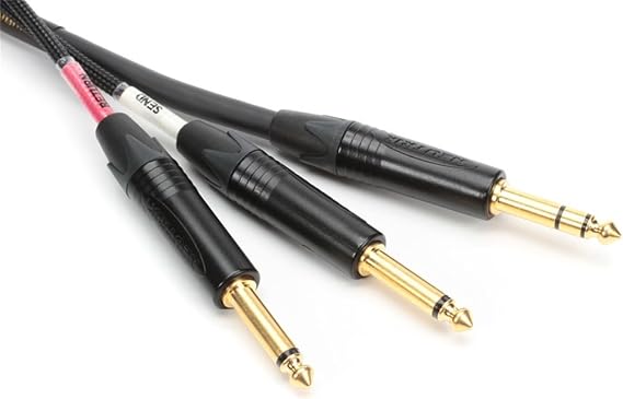 Mogami GOLD INSERT TS-02 Insert Cable, 1/4" Straight TRS Male Plug to Dual 1/4" Straight TS Male Plug Send/Receive Connectors, Gold Contacts, 2 Foot