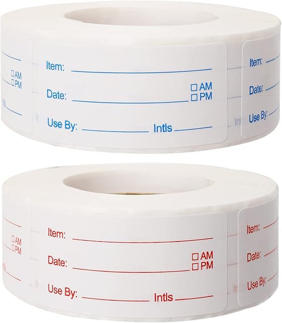 2 Rolls 1000 Pieces Removable Food Labels, 1 x 2 Inch