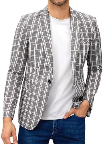 Cloudstyle Mens Plaid Blazer Lightweight Casual Sport Coat Daily Slim Fit Suit Jacket