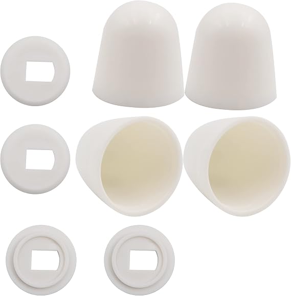 4Packs Universal Toilet Bolt Caps, Abnaok Round Plastic Push-On Toilet Bowl Bolt Caps Covers, with Extra Washers for Easy installation, 1.44 Inch Height, White Color