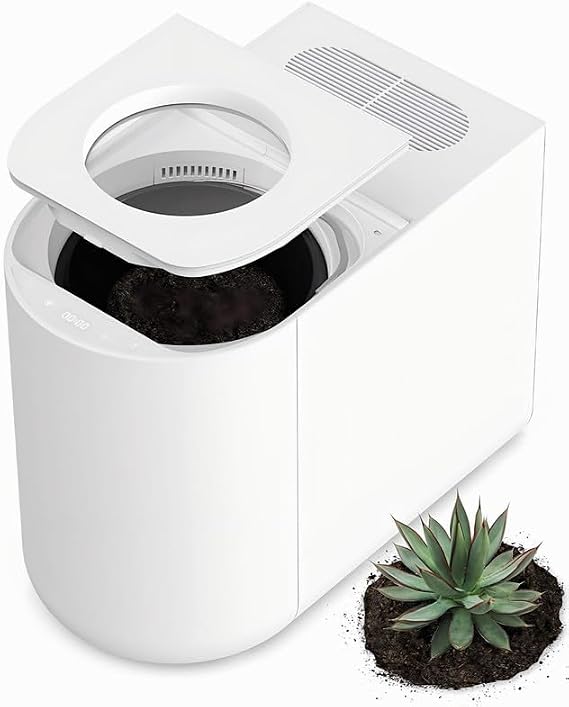 5L Electric Kitchen Composter for Countertop, Smart Indoor Compost Bin with Visible Window, Humidity Sensor, LED Display, Odor Control & Auto-Cleaning, Turns Food Waste into Dry Pre-Compost