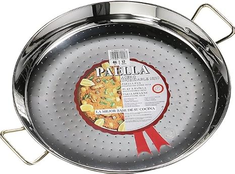 La Ideal Stainless Steel Paella Pan, Silver, 22 cm