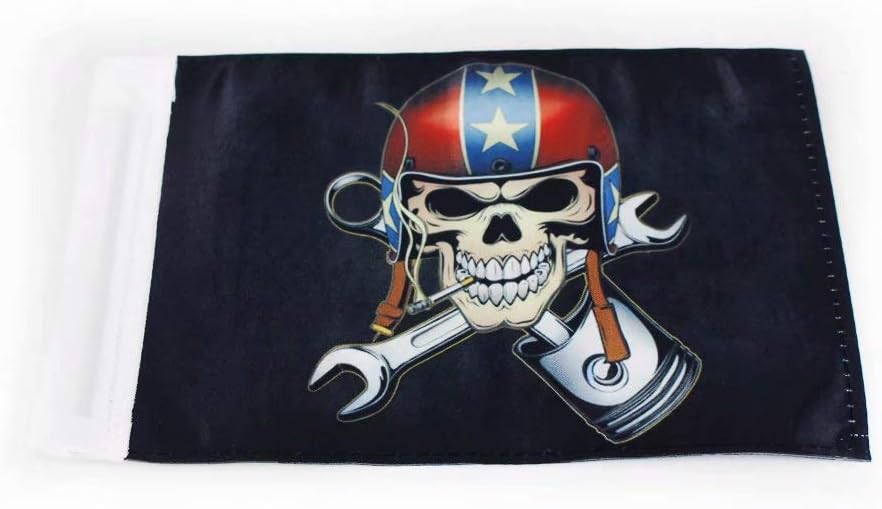 Motorcycle Flags The Jolly Roger Pirate 5.5 x 9 Inches with 38 Sleeve for Double Flag Holder Flag Mount Pole