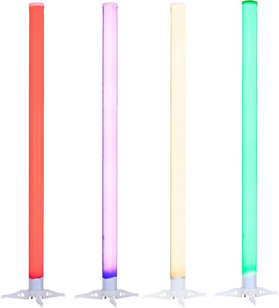 ADJ Products LED BP Tubes 4 PAK Rechargeable Battery Powered Color Changing Plastic LED Tube, 4-Pack