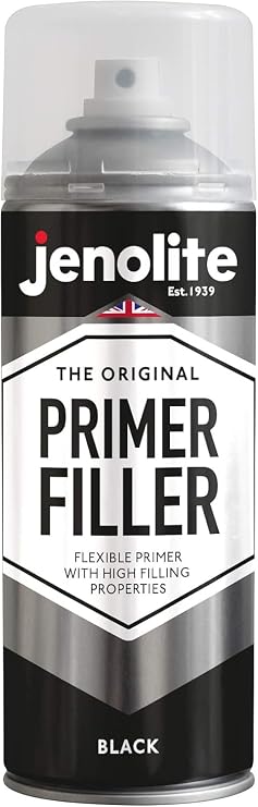 JENOLITE Primer Filler Aerosol Paint | BLACK | Flexible Primer with High Filling Properties | Fills Small Dents & Scratches for Smooth Finish | 400ml (13.5fl oz)