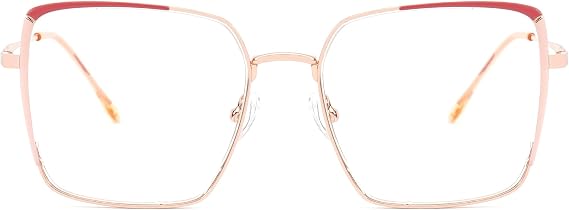 Zeelool Oversized Eyeglasses Frame for Women with Non-prescription Clear Lens Square Metal Eyewear JGM953566